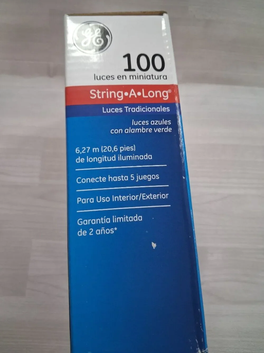 GE 100 Miniature Lights String-A-Long Blue Lights Green Wire NEW